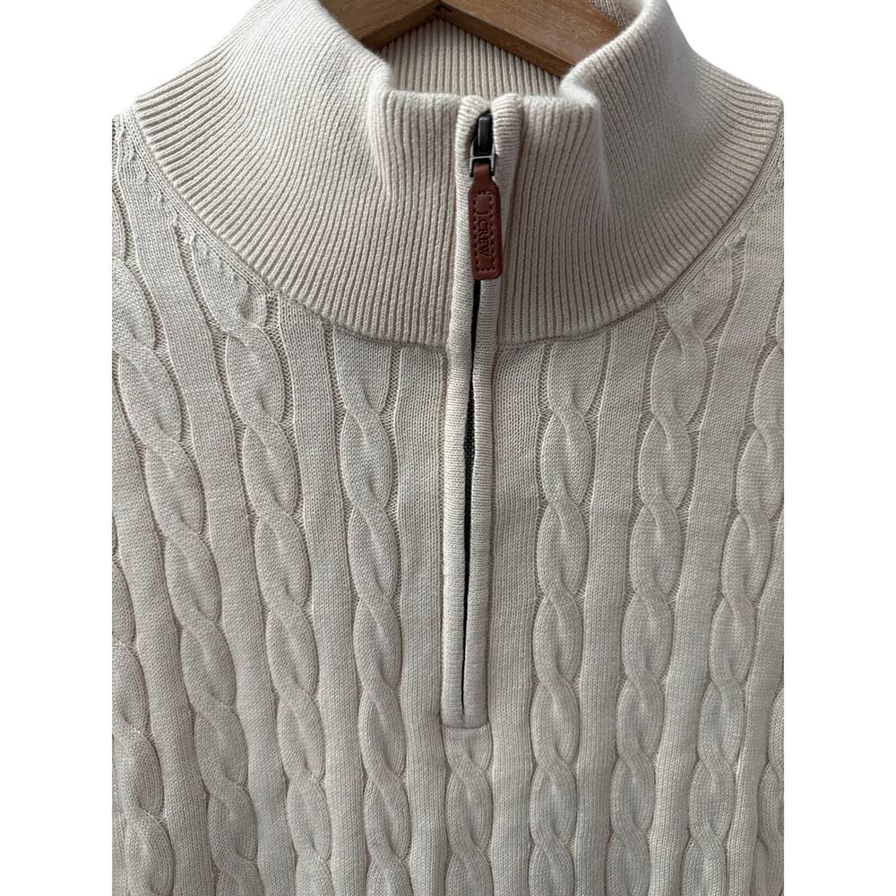J. Crew Cotton Cable Half-Zip Soft Sweater in Natural Size Large - Picture 6 of 11
